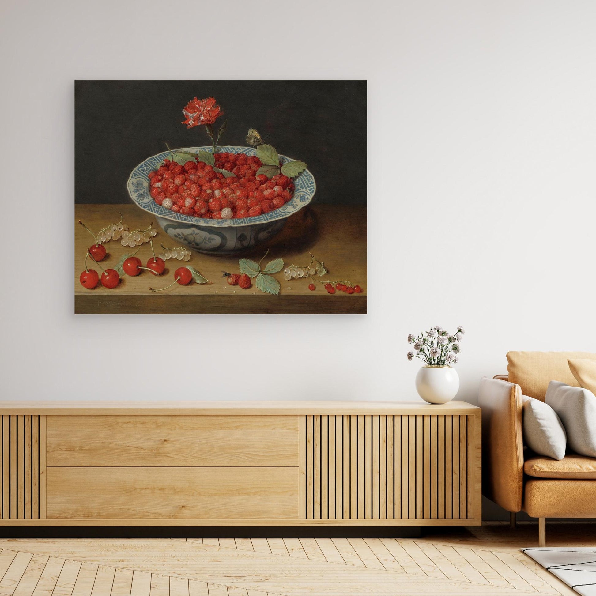 Wild Strawberries and a Carnation in a Wan-Li Bowl