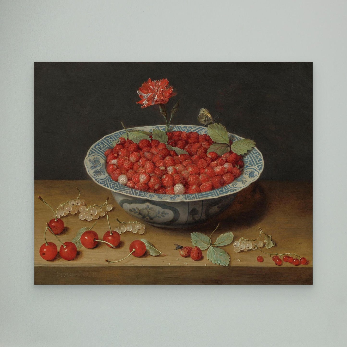 Wild Strawberries and a Carnation in a Wan-Li Bowl