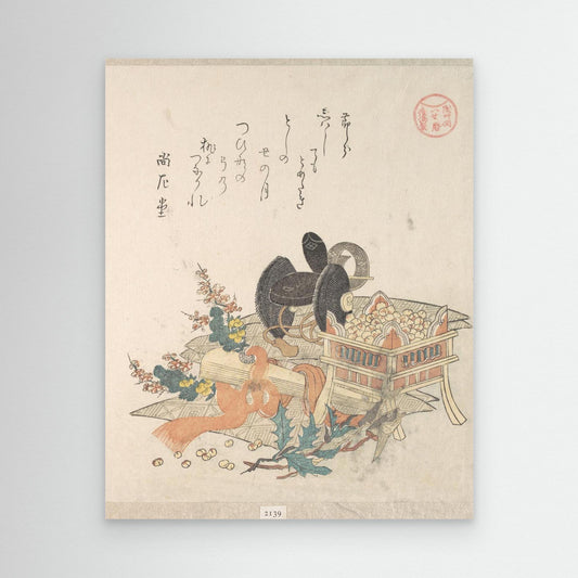 “Beans for Tossing During Setsubun Exorcism Ceremony,” from the series Ise Calendars for the Asakusa Group (Asakusa-gawa Ise goyomi)From the Spring Rain Collection (Harusame shū), vol. 2