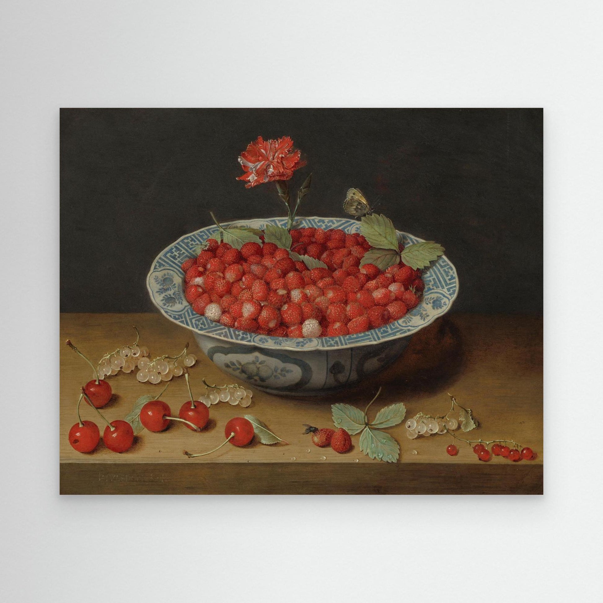 Wild Strawberries and a Carnation in a Wan-Li Bowl