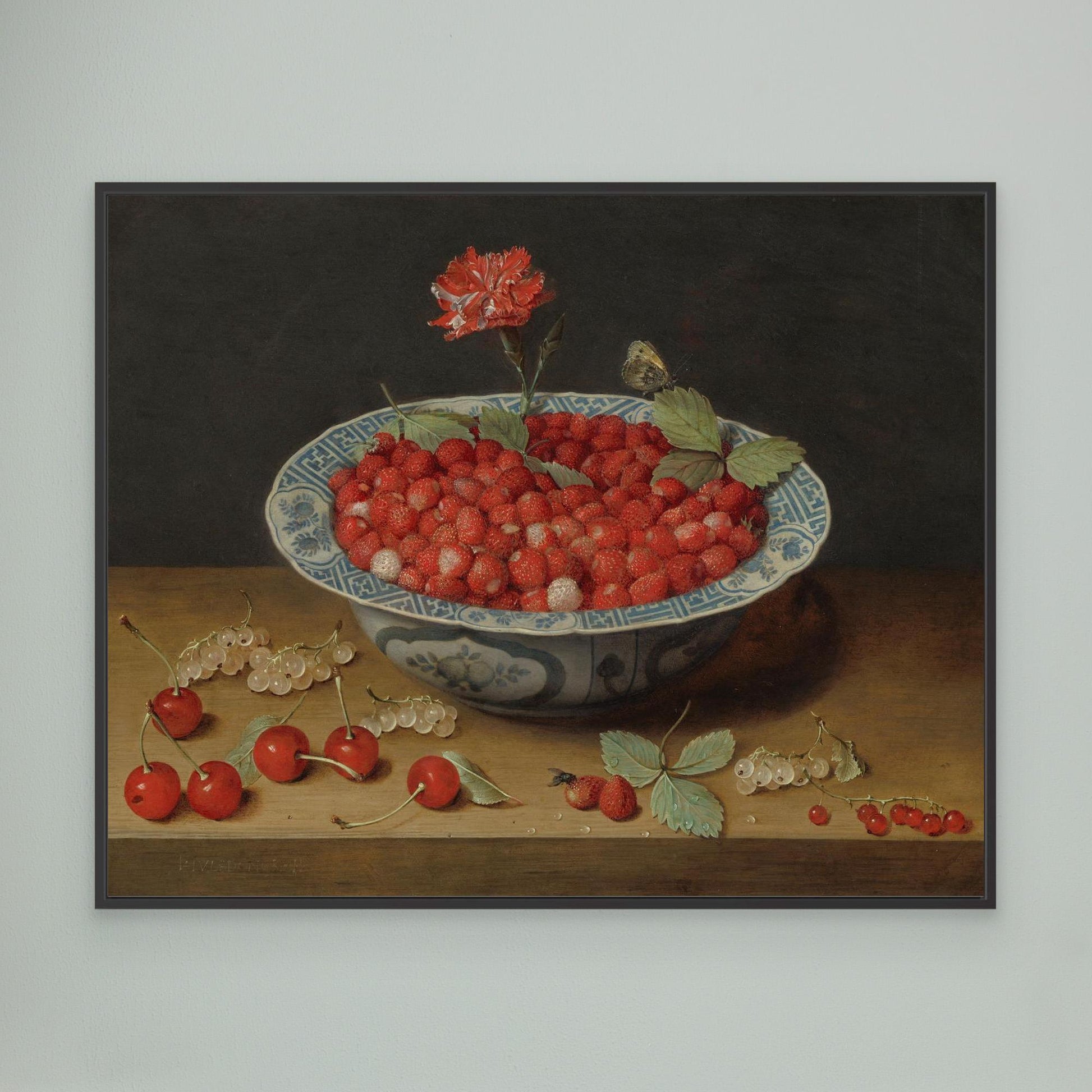 Wild Strawberries and a Carnation in a Wan-Li Bowl