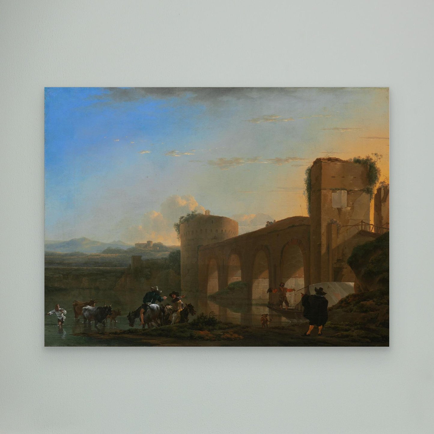 The Tiber River with the Ponte Molle at Sunset