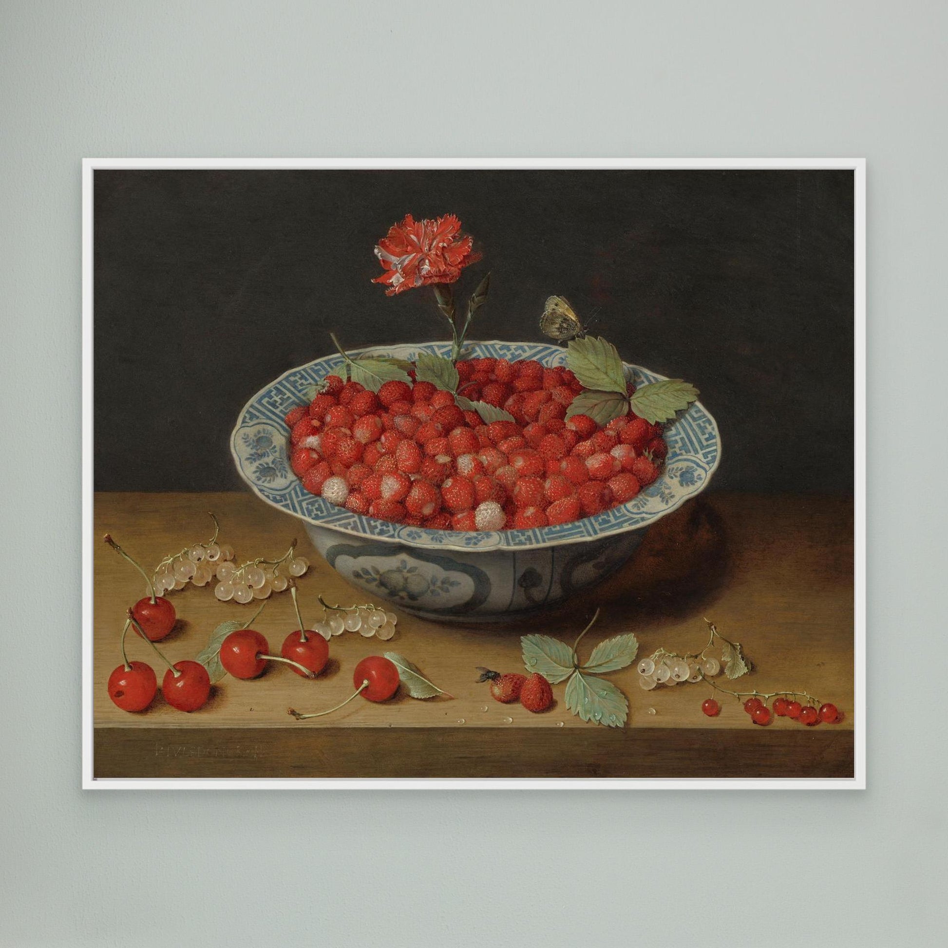 Wild Strawberries and a Carnation in a Wan-Li Bowl