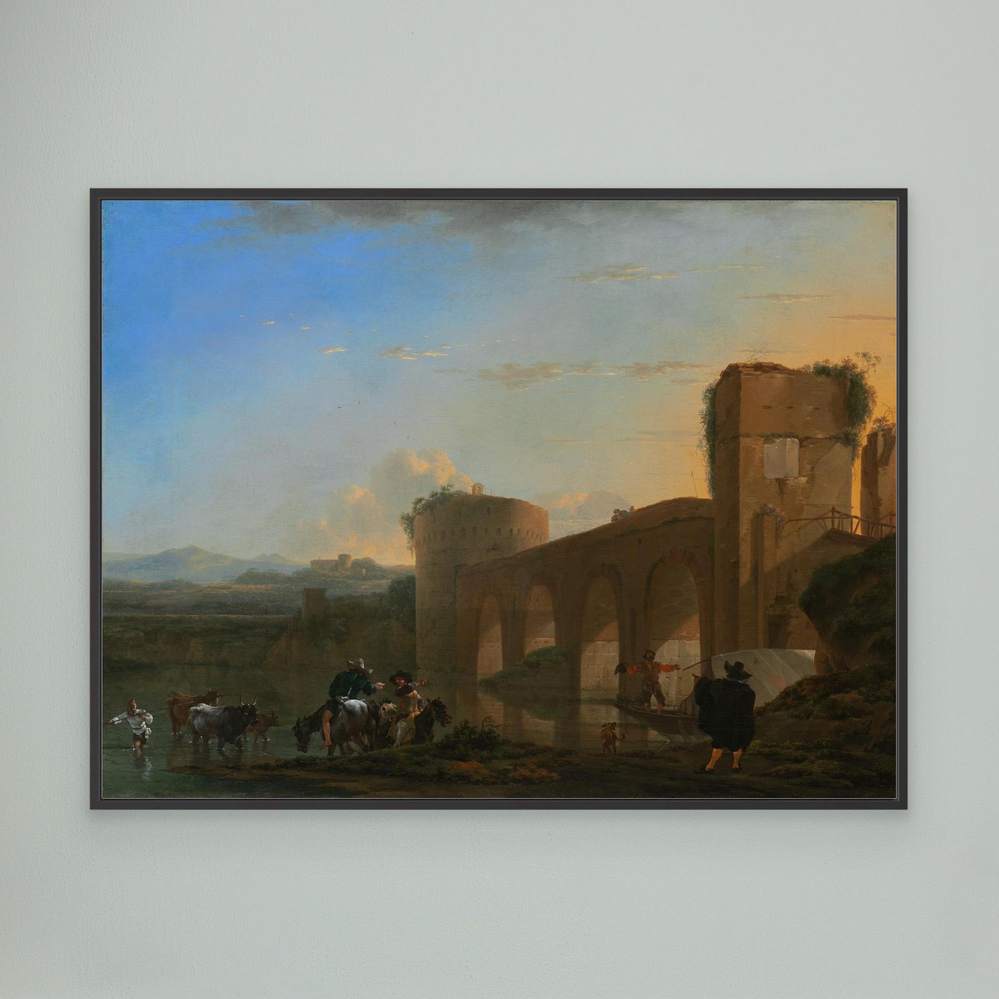 The Tiber River with the Ponte Molle at Sunset