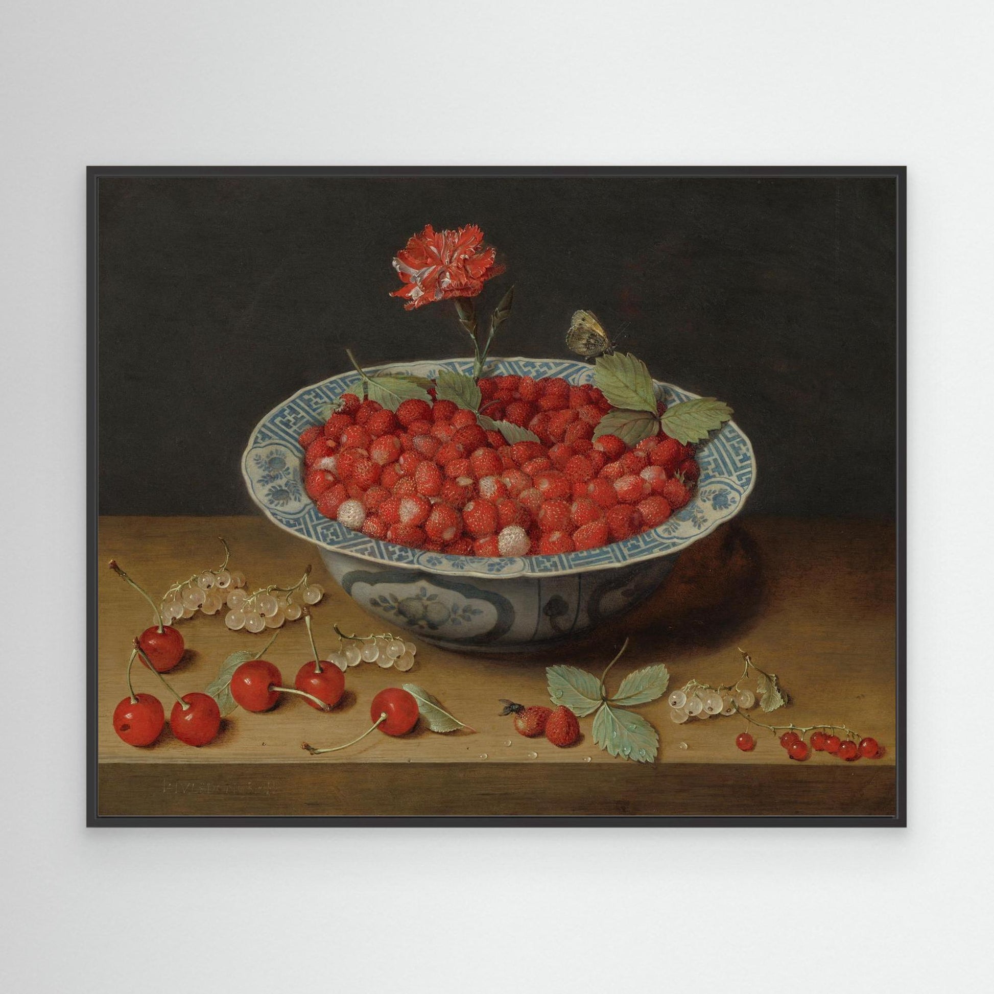 Wild Strawberries and a Carnation in a Wan-Li Bowl