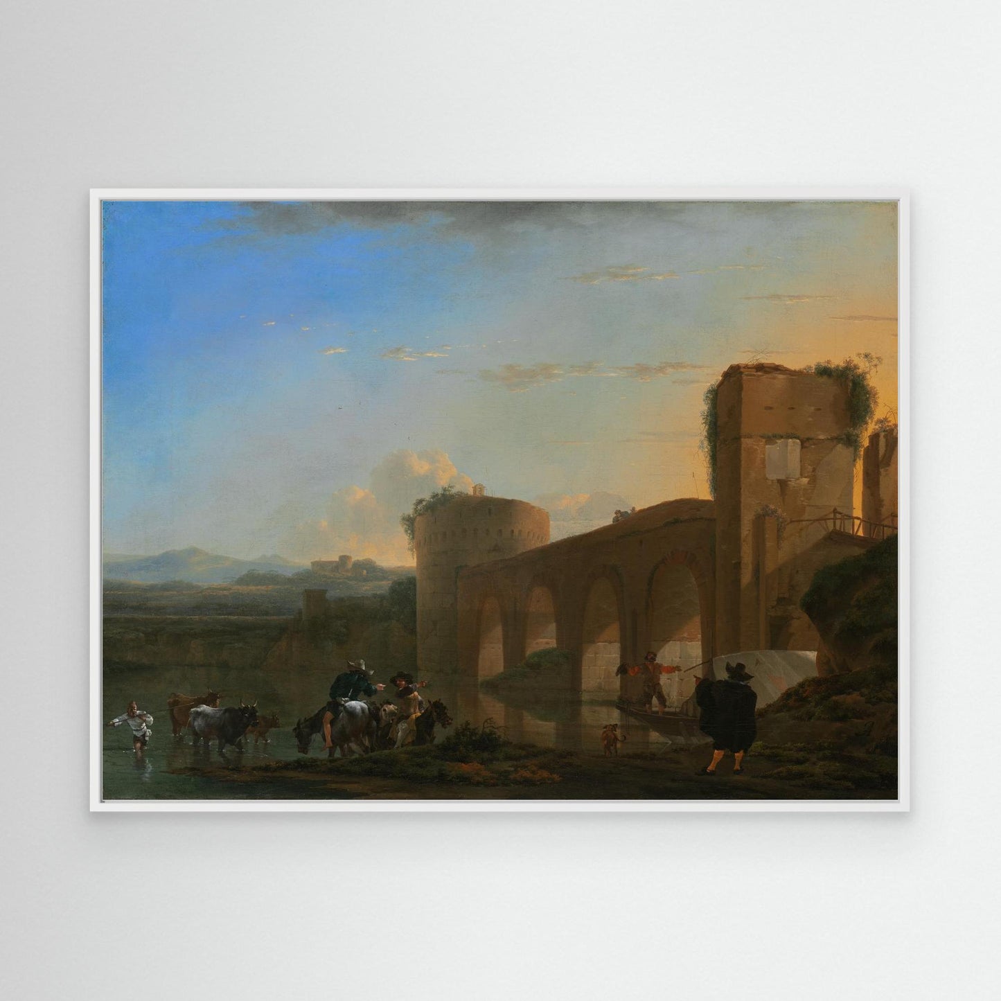 The Tiber River with the Ponte Molle at Sunset
