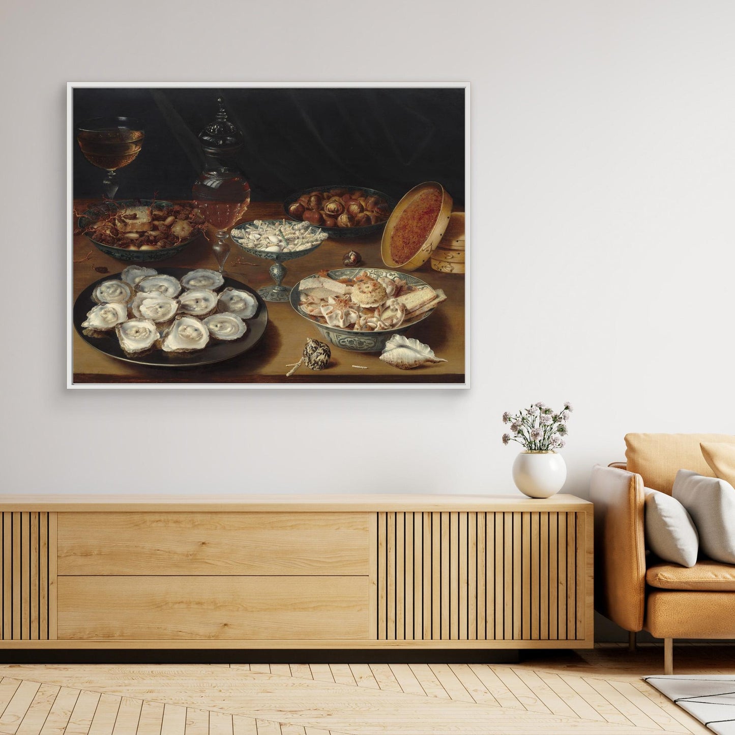 Dishes with Oysters, Fruit, and Wine