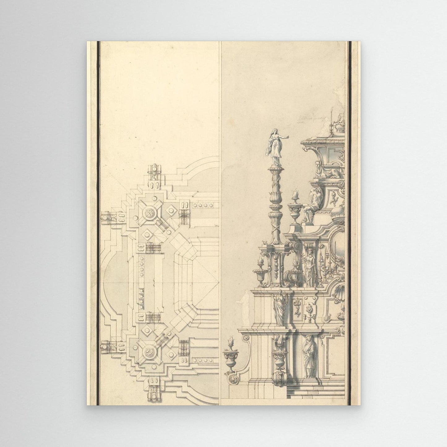 Half Elevation and Half Plan for a Catafalque for Maximilian, Elector of Bavaria, probably Maximilian II Emanuel (1662–1726)