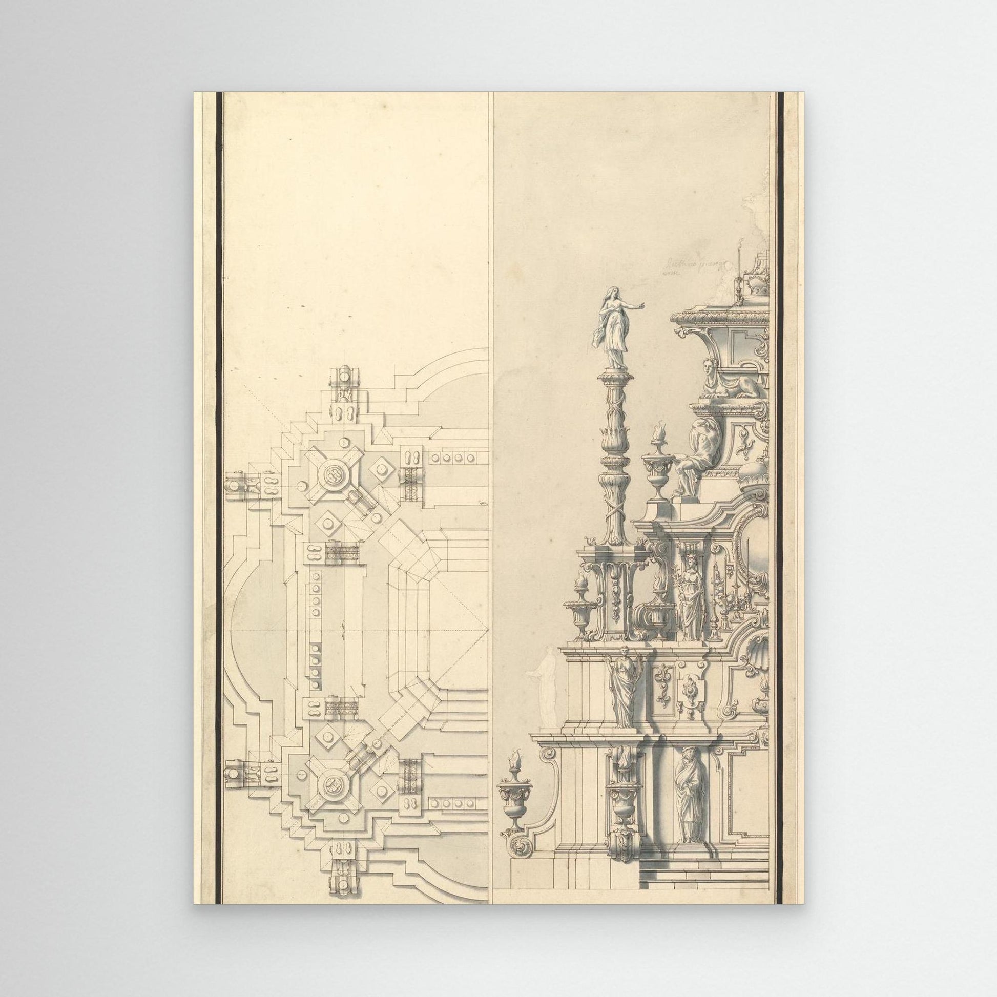 Half Elevation and Half Plan for a Catafalque for Maximilian, Elector of Bavaria, probably Maximilian II Emanuel (1662–1726)