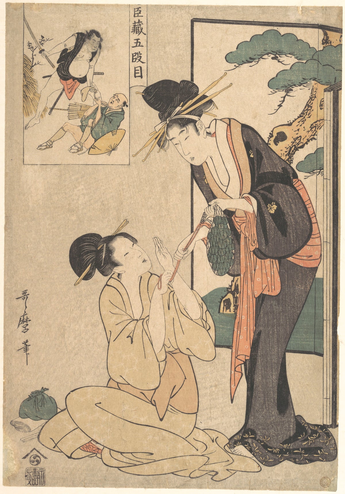A Woman Snatching a Bag of Sweetmeats from Her Mother (Act Five, Chūshingura: Go danme)