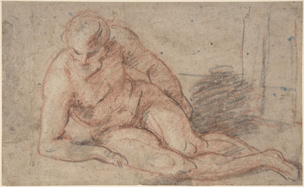 Reclining Nude Figure (recto); unidentifiable sketches (verso).