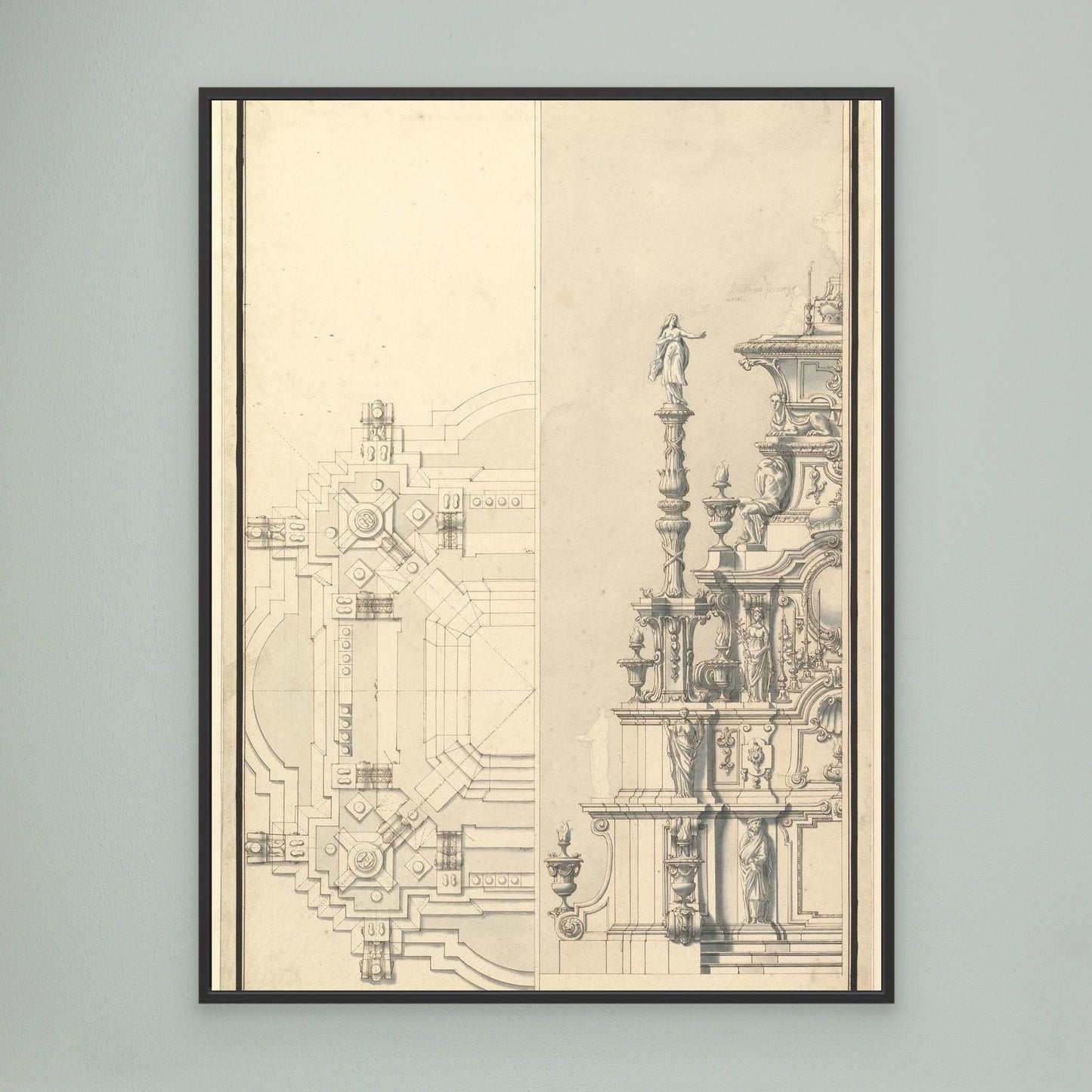 Half Elevation and Half Plan for a Catafalque for Maximilian, Elector of Bavaria, probably Maximilian II Emanuel (1662–1726)
