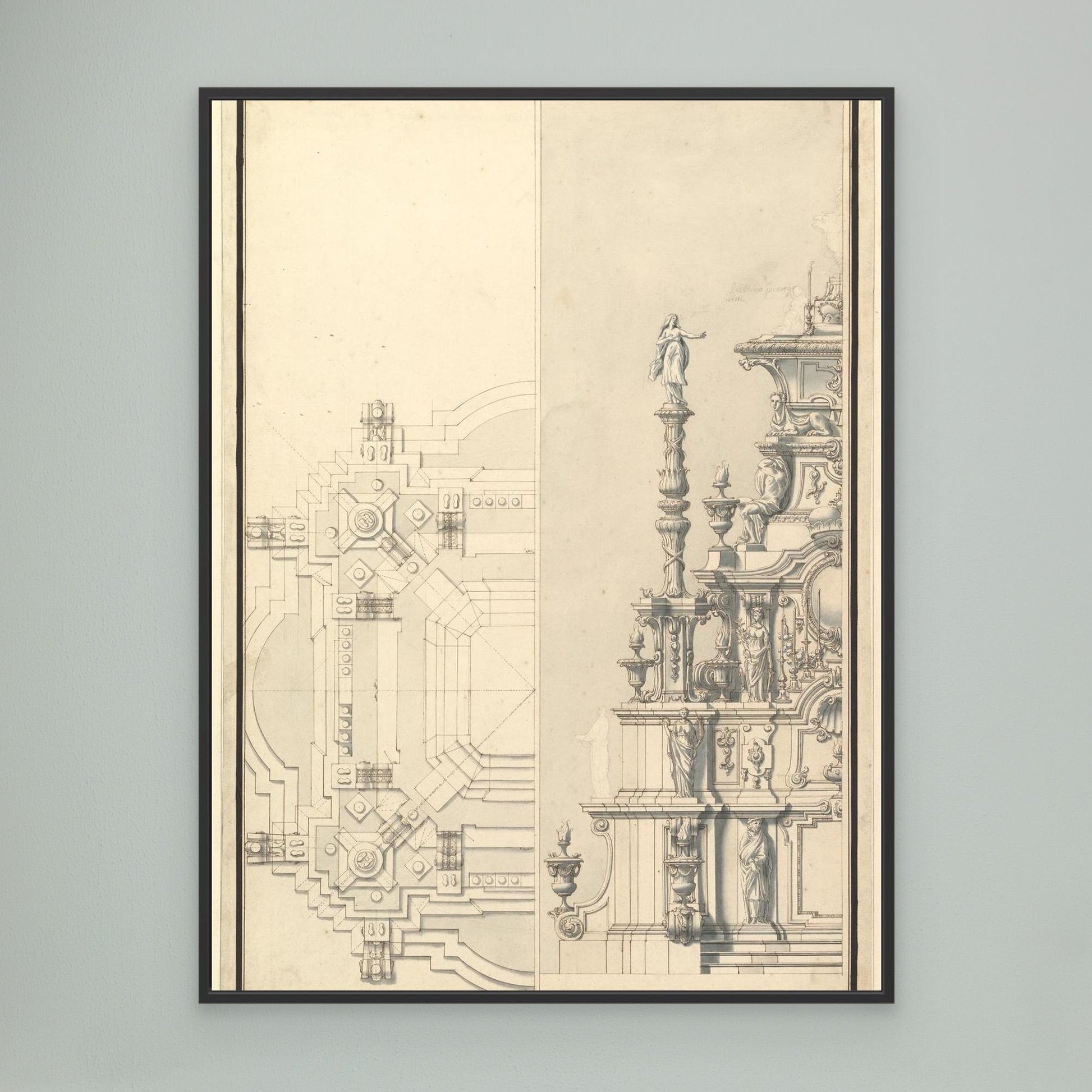 Half Elevation and Half Plan for a Catafalque for Maximilian, Elector of Bavaria, probably Maximilian II Emanuel (1662–1726)