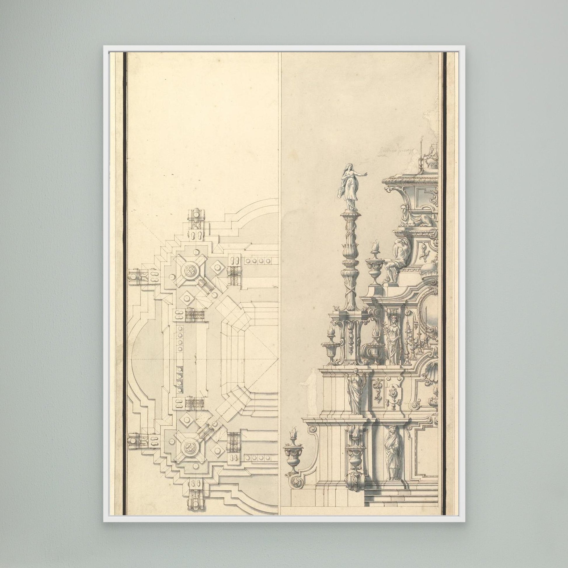 Half Elevation and Half Plan for a Catafalque for Maximilian, Elector of Bavaria, probably Maximilian II Emanuel (1662–1726)