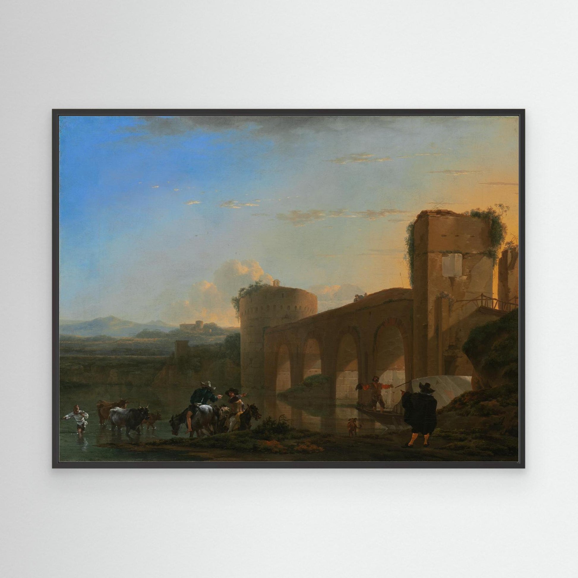 The Tiber River with the Ponte Molle at Sunset