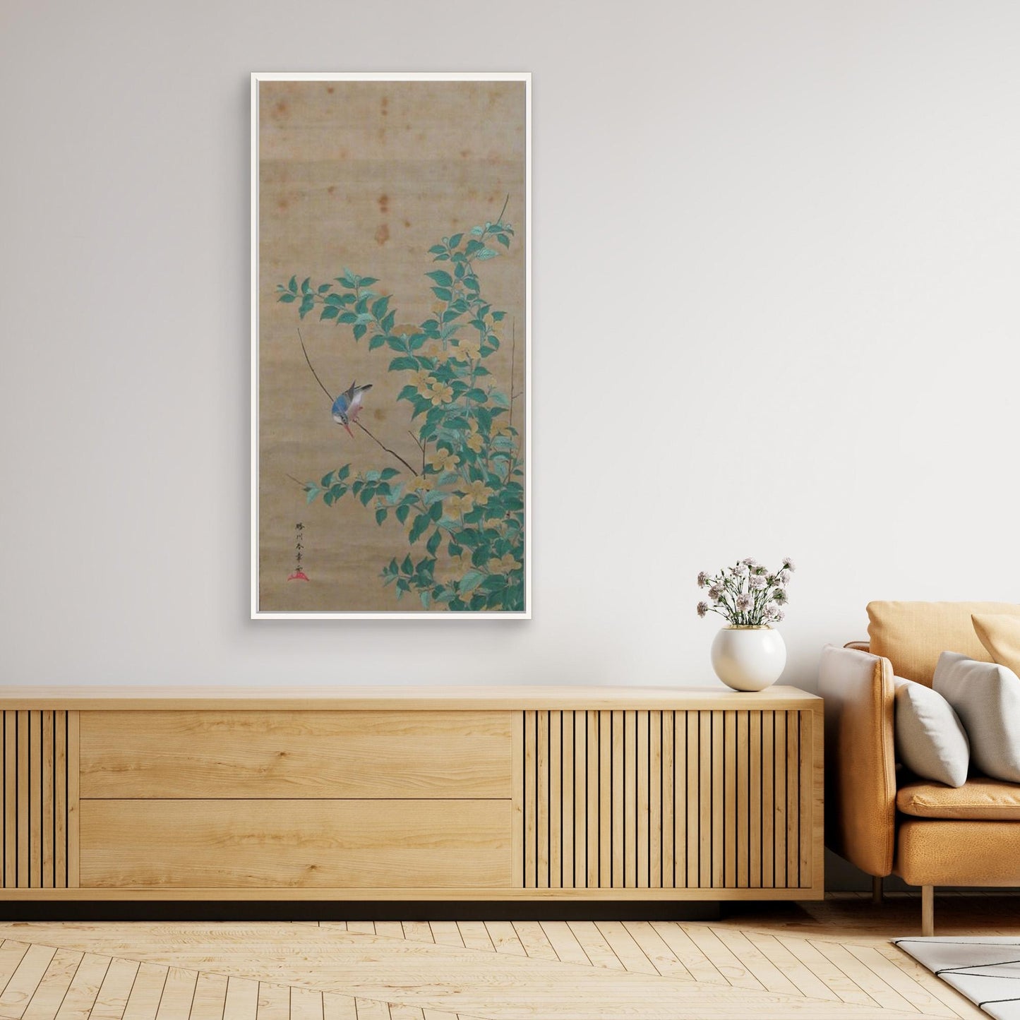 Kingfisher on a Branch of Yamabuki