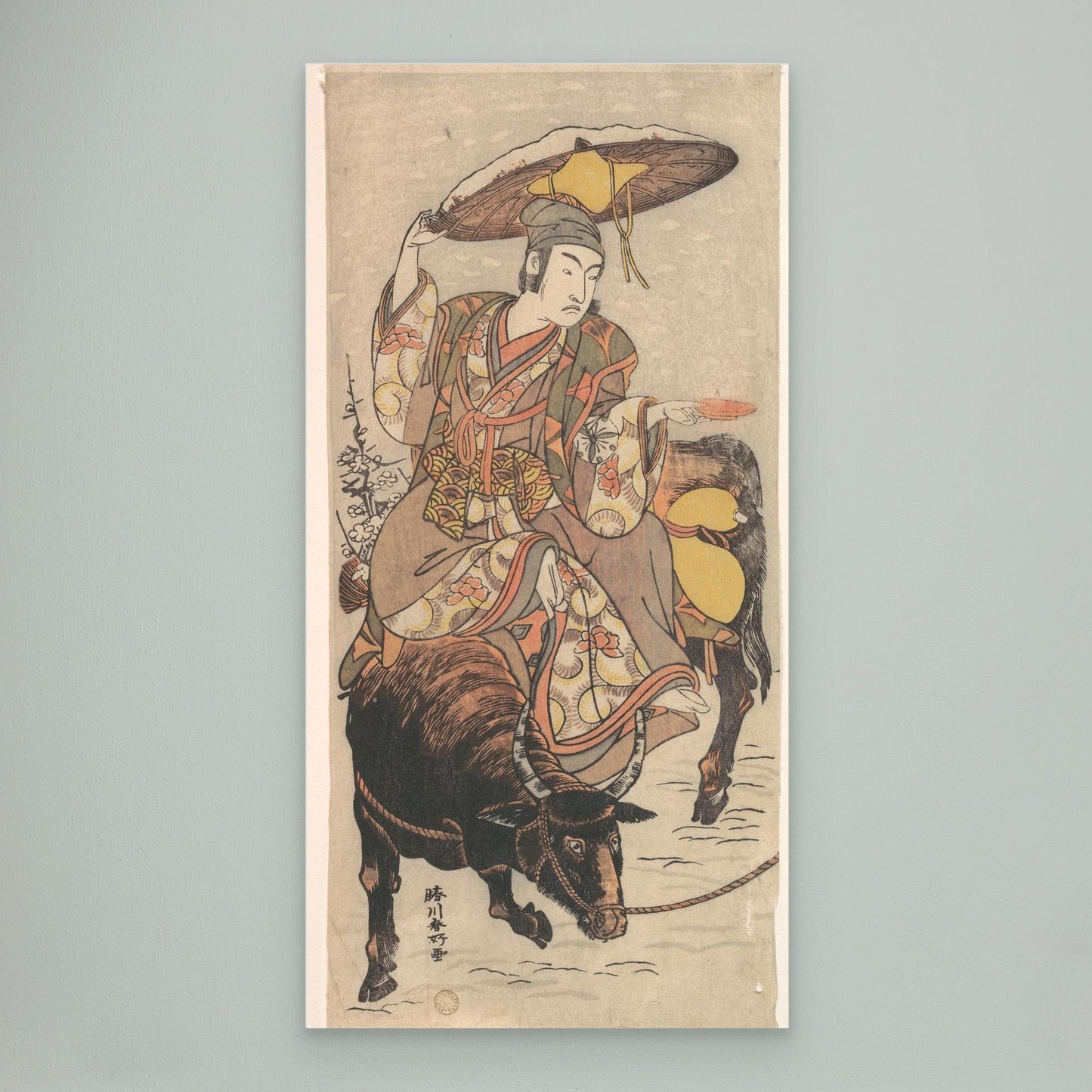 The Actor Matsumoto Koshiro IV on a Bullock in a Snowstorm