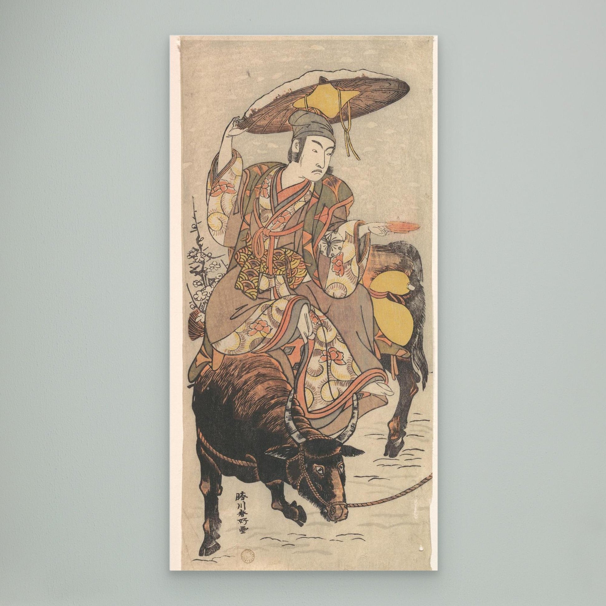 The Actor Matsumoto Koshiro IV on a Bullock in a Snowstorm