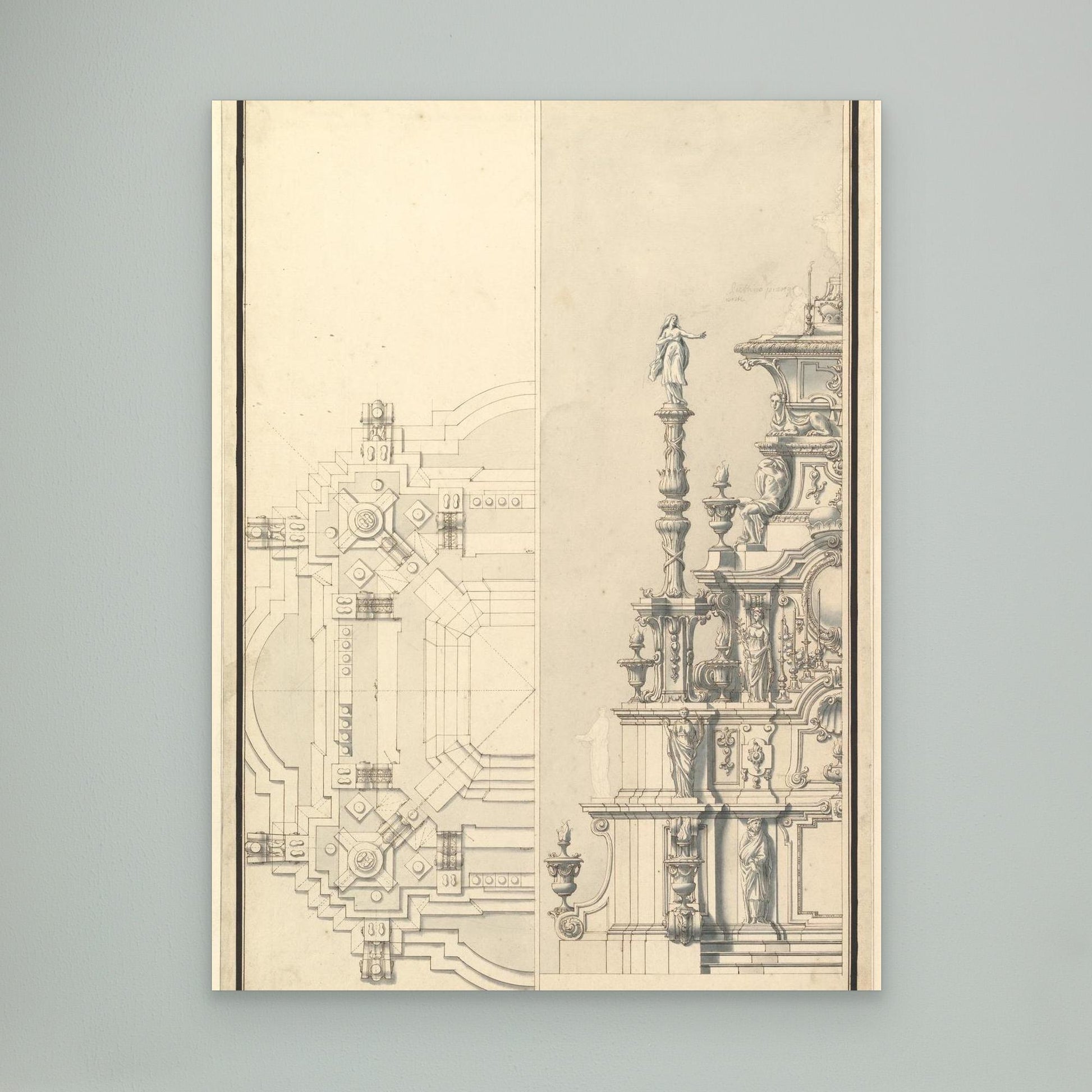 Half Elevation and Half Plan for a Catafalque for Maximilian, Elector of Bavaria, probably Maximilian II Emanuel (1662–1726)