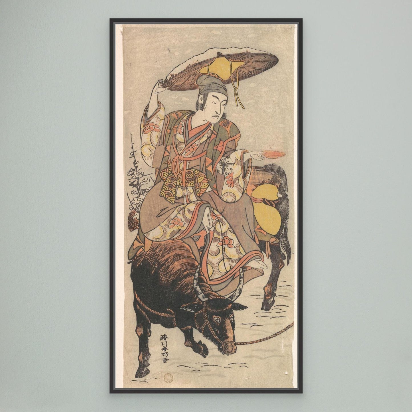 The Actor Matsumoto Koshiro IV on a Bullock in a Snowstorm
