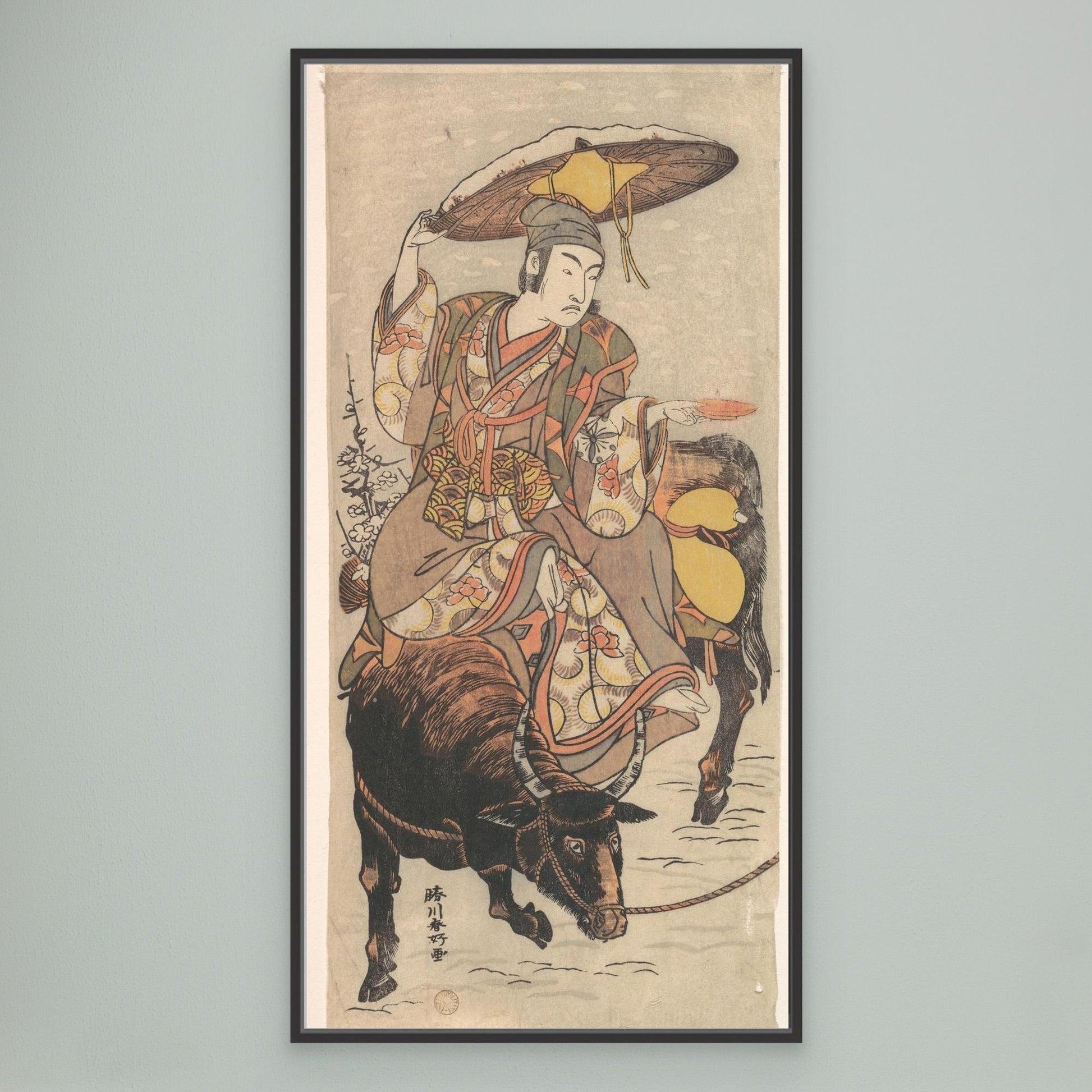 The Actor Matsumoto Koshiro IV on a Bullock in a Snowstorm