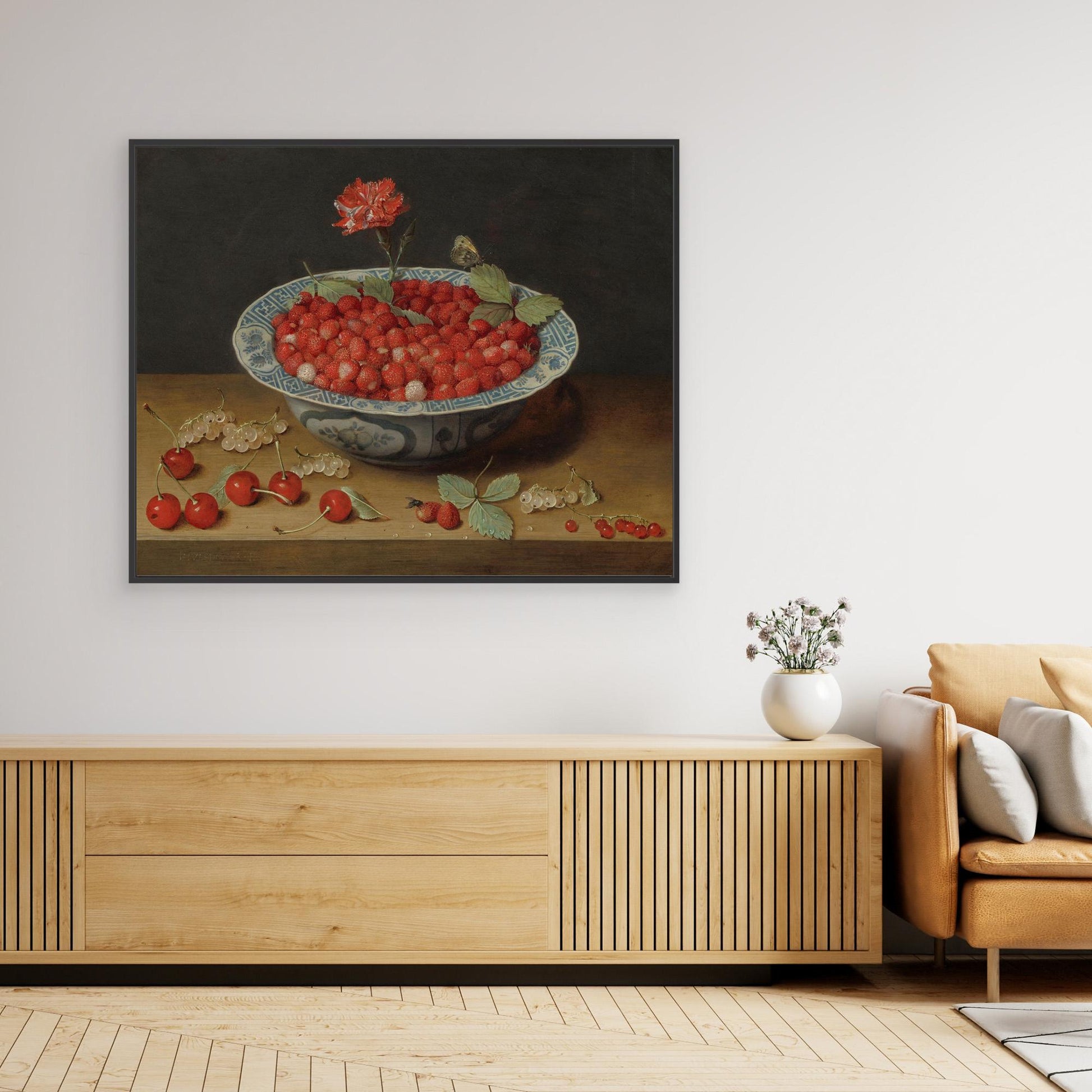 Wild Strawberries and a Carnation in a Wan-Li Bowl