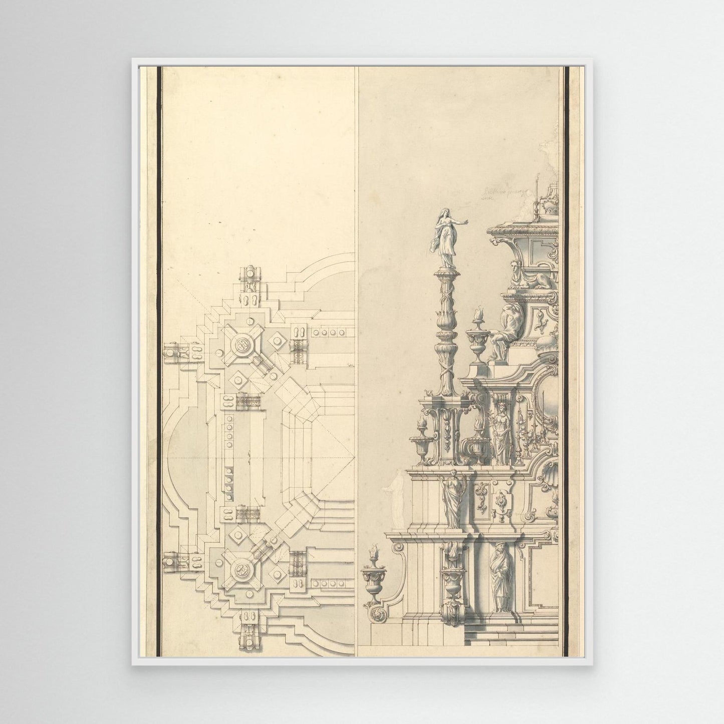 Half Elevation and Half Plan for a Catafalque for Maximilian, Elector of Bavaria, probably Maximilian II Emanuel (1662–1726)