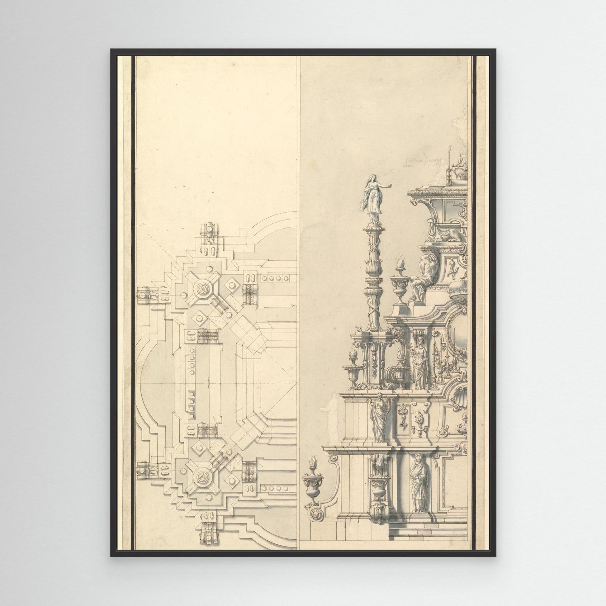 Half Elevation and Half Plan for a Catafalque for Maximilian, Elector of Bavaria, probably Maximilian II Emanuel (1662–1726)